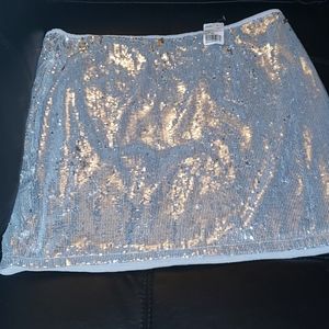 Womens 1x silver sequin skirt